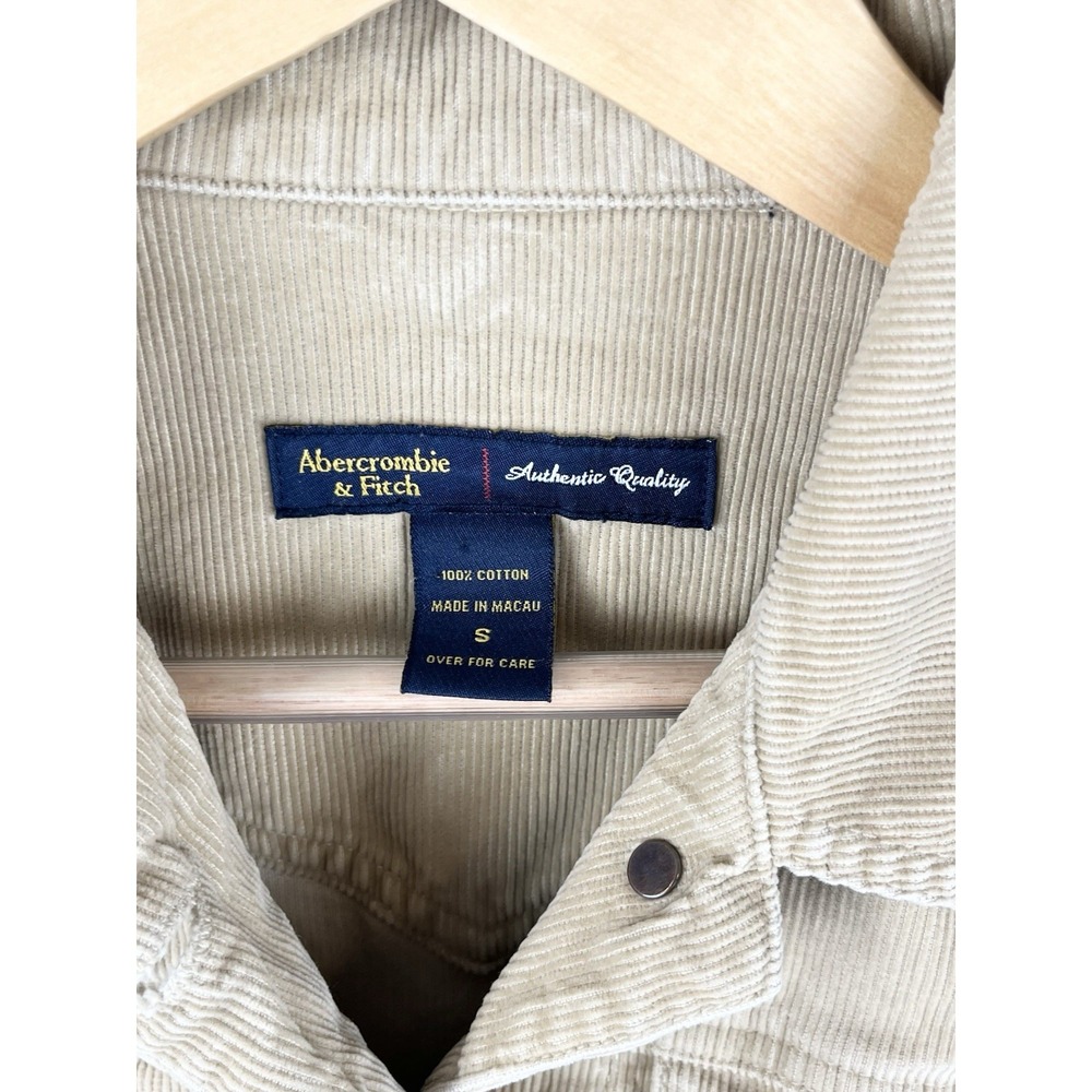 Abercrombie & Fitch Tan Corduroy Unlined Button Up Jacket 90's Western Womens S - Picture 3 of 6